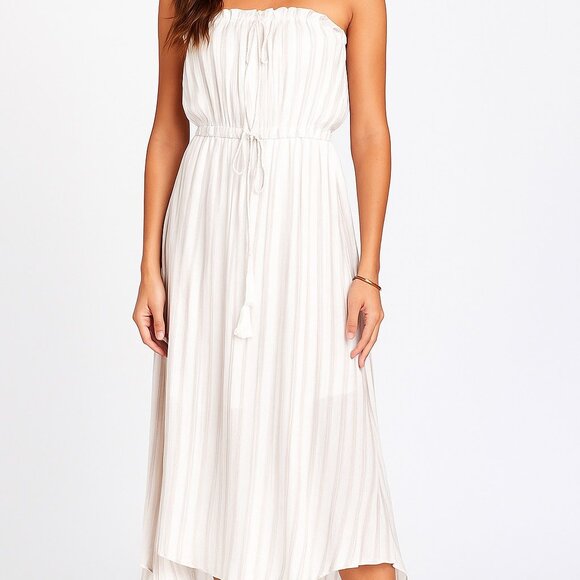 Elam Women's Striped Strapless Maxi Dress Size M - Picture 1 of 5